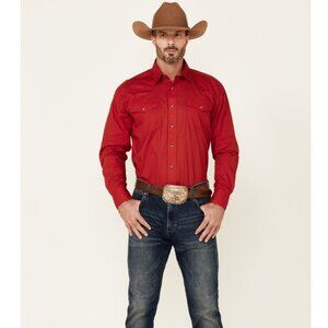 Roper Mens 2XL Red Western Shirt Solid Amarillo Collection Long Sleeve NWT Rodeo